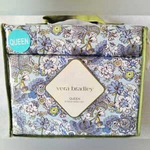 NEW Vera Bradley Queen Sheet Set 6 Piece Blue Floral
